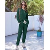 Ekouaer Womens Pajamas Set Knit Pjs Long Sleeve Lounge Set Soft Loungewear(Lake Green)
