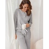 Ekouaer Womens Pajamas Set Knit Pjs Long Sleeve Lounge Set Soft Loungewear(Light Grey)