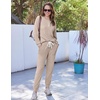 Ekouaer Womens Pajamas Set Knit Pjs Long Sleeve Lounge Set Soft Loungewear(Tea Grey)
