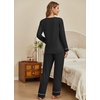 Ekouaer Womens Pajamas Sets 2 Piece PJs Long Sleeve Sleepwear Loungewear(Black)