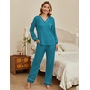 Ekouaer Womens Pajamas Sets 2 Piece PJs Long Sleeve Sleepwear Loungewear(Blue Green)