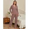Ekouaer Womens Pajamas Sets 2 Piece PJs Long Sleeve Sleepwear Loungewear(Brown)