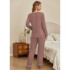 Ekouaer Womens Pajamas Sets 2 Piece PJs Long Sleeve Sleepwear Loungewear(Brown)