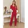 Ekouaer Womens Pajamas Sets 2 Piece PJs Long Sleeve Sleepwear Loungewear(Deep Red)