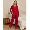 Ekouaer Womens Pajamas Sets 2 Piece PJs Long Sleeve Sleepwear Loungewear(Deep Red)