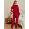 Ekouaer Womens Pajamas Sets 2 Piece PJs Long Sleeve Sleepwear Loungewear(Deep Red)