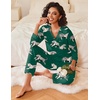 Ekouaer Womens Pajamas Sets 2 Piece PJs Long Sleeve Sleepwear Loungewear(Green Tiger)