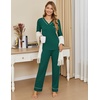Ekouaer Womens Pajamas Sets 2 Piece PJs Long Sleeve Sleepwear Loungewear(Lake Green)
