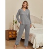 Ekouaer Womens Pajamas Sets 2 Piece PJs Long Sleeve Sleepwear Loungewear(Medium Grey)