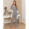 Ekouaer Womens Pajamas Sets 2 Piece PJs Long Sleeve Sleepwear Loungewear(Medium Grey)