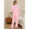 Ekouaer Womens Pajamas Sets 2 Piece PJs Long Sleeve Sleepwear Loungewear(Pink)