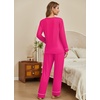 Ekouaer Womens Pajamas Sets 2 Piece PJs Long Sleeve Sleepwear Loungewear(Rose Red)
