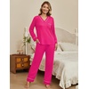 Ekouaer Womens Pajamas Sets 2 Piece PJs Long Sleeve Sleepwear Loungewear(Rose Red)