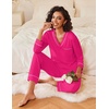 Ekouaer Womens Pajamas Sets 2 Piece PJs Long Sleeve Sleepwear Loungewear(Rose Red)
