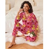Ekouaer Womens Pajamas Sets 2 Piece PJs Long Sleeve Sleepwear Loungewear(Rose Red Flower)