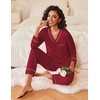 Ekouaer Womens Pajamas Sets 2 Piece PJs Long Sleeve Sleepwear Loungewear(Wine Red)