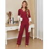 Ekouaer Womens Pajamas Sets 2 Piece PJs Long Sleeve Sleepwear Loungewear(Wine Red)