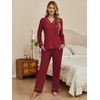 Ekouaer Womens Pajamas Sets 2 Piece PJs Long Sleeve Sleepwear Loungewear(Wine Red)