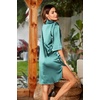 Ekouaer Womens Satin Button Down Nightshirt 3/4 Sleeve Boyfriend Nightgown(Celadon Green)