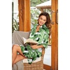 Ekouaer Womens Satin Button Down Nightshirt 3/4 Sleeve Boyfriend Nightgown(Leaf White)