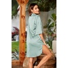 Ekouaer Womens Satin Button Down Nightshirt 3/4 Sleeve Boyfriend Nightgown(Stripes Ice Green)