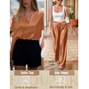 Ekouaer Women’s Satin Silky Pajama Set 2 Piece V Neck Silk Pjs with Pocket(Caramel Brown)
