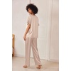 Ekouaer Women’s Satin Silky Pajama Set 2 Piece V Neck Silk Pjs with Pocket(Champagne)