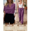 Ekouaer Women’s Satin Silky Pajama Set 2 Piece V Neck Silk Pjs with Pocket(Deep Purple)