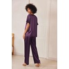 Ekouaer Women’s Satin Silky Pajama Set 2 Piece V Neck Silk Pjs with Pocket(Deep Purple)