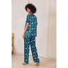 Ekouaer Women’s Satin Silky Pajama Set 2 Piece V Neck Silk Pjs with Pocket(Floral Blue/Green)