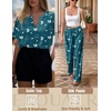 Ekouaer Women’s Satin Silky Pajama Set 2 Piece V Neck Silk Pjs with Pocket(Floral Blue/Green)