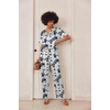 Ekouaer Women’s Satin Silky Pajama Set 2 Piece V Neck Silk Pjs with Pocket(Floral White)