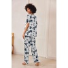 Ekouaer Women’s Satin Silky Pajama Set 2 Piece V Neck Silk Pjs with Pocket(Floral White)