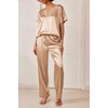 Ekouaer Women’s Satin Silky Pajama Set 2 Piece V Neck Silk Pjs with Pocket(Khaki)