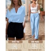 Ekouaer Women’s Satin Silky Pajama Set 2 Piece V Neck Silk Pjs with Pocket(Light Blue)