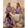 Ekouaer Women’s Satin Silky Pajama Set 2 Piece V Neck Silk Pjs with Pocket(Light Purple)