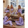 Ekouaer Women’s Satin Silky Pajama Set 2 Piece V Neck Silk Pjs with Pocket(Light Purple)
