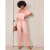 Ekouaer Women’s Satin Silky Pajama Set 2 Piece V Neck Silk Pjs with Pocket(Pink)
