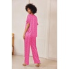 Ekouaer Women’s Satin Silky Pajama Set 2 Piece V Neck Silk Pjs with Pocket(Pink Leopard)