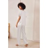 Ekouaer Women’s Satin Silky Pajama Set 2 Piece V Neck Silk Pjs with Pocket(White)