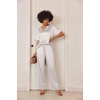 Ekouaer Women’s Satin Silky Pajama Set 2 Piece V Neck Silk Pjs with Pocket(White)