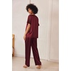 Ekouaer Women’s Satin Silky Pajama Set 2 Piece V Neck Silk Pjs with Pocket(Wine Red)