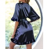 Ekouaer Womens Silk Robe Short Satin Kimono Bathrobe Bridesmaid Sleepwear(Navy Blue)