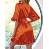 Ekouaer Womens Silk Robe Short Satin Kimono Bathrobe Bridesmaid Sleepwear(Orange)