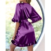 Ekouaer Womens Silk Robe Short Satin Kimono Bathrobe Bridesmaid Sleepwear(Purple)