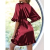 Ekouaer Womens Silk Robe Short Satin Kimono Bathrobe Bridesmaid Sleepwear(Wine Red)
