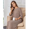Ekouaer Zipper Robes for Women 3/4 Sleeve Bathrobe Lightweight House Coats(Light Brown)