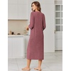 Ekouaer Zipper Robes for Women 3/4 Sleeve Bathrobe Lightweight House Coats(Wine Red)