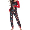 Ekouaer Christmas Pajamas for Women Cute Print Long Sleeve Pj Lounge Set(Pattern6_black Santa)