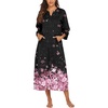 Ekouaer Robes for Women Zipper Robe 3/4 Sleeves Housecoat with Pockets(Cherry Blossoms)